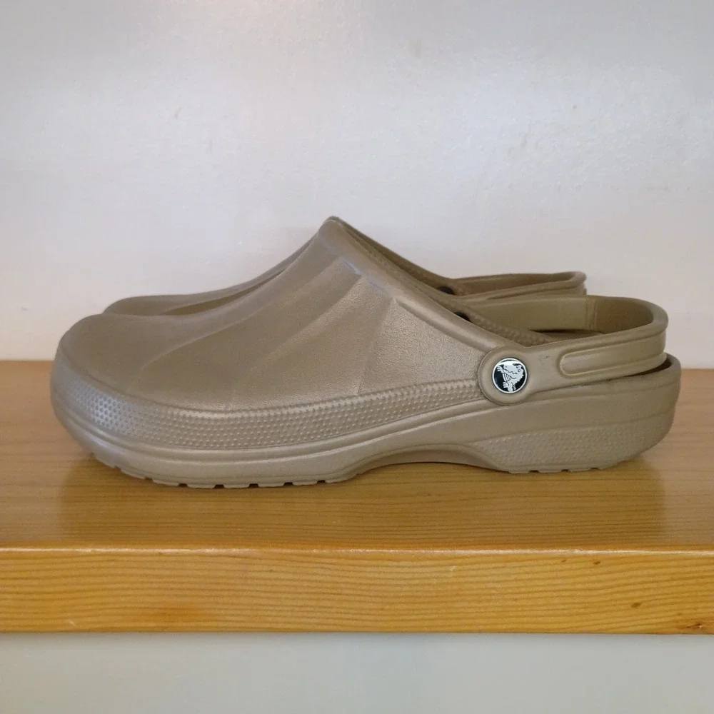 Crocs Endeavor Slip On Closed Toe Clog‎ Shoes Men's 12 Brown Khaki